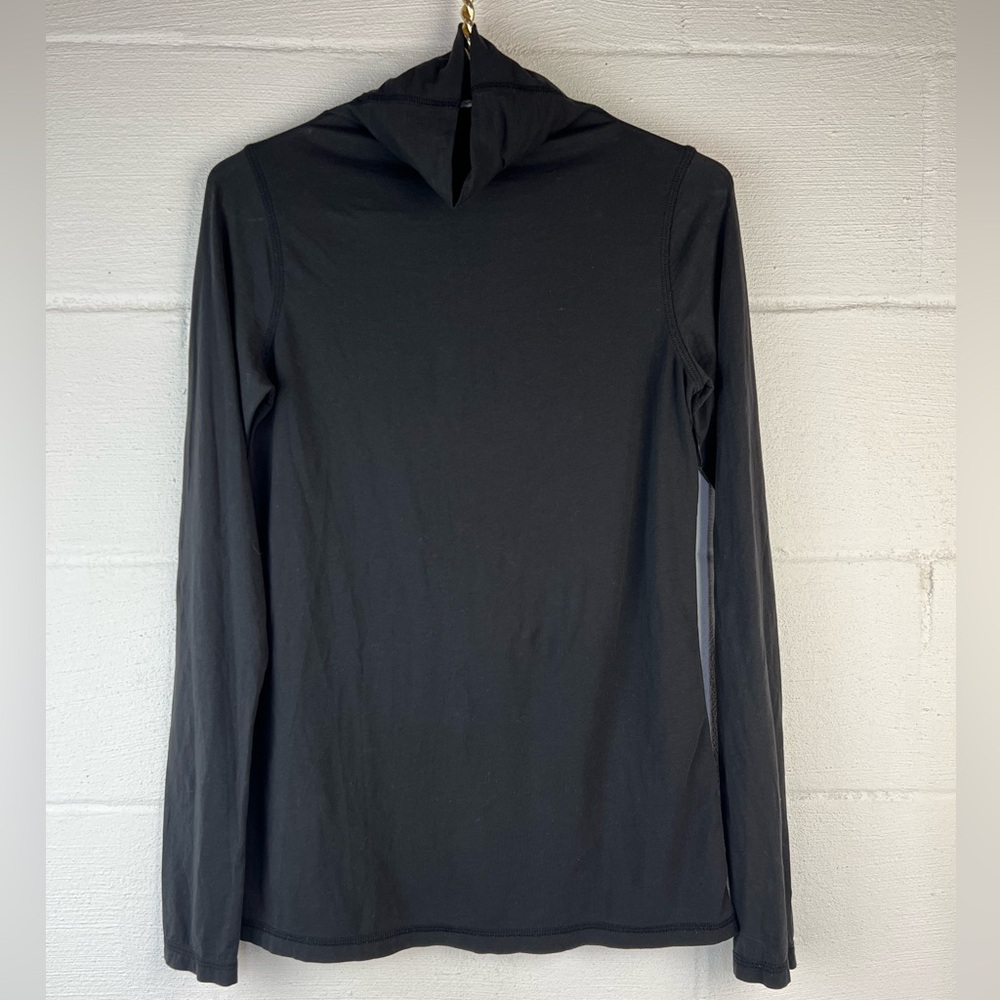 Vince Pima Cotton Blend Black Long Sleeve Turtleneck Top, Small